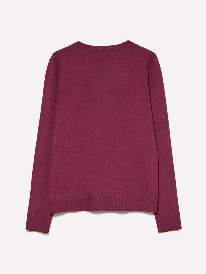 Burgundy crew neck top - women's crew neck sweaters - Burgundy | Sisley image number 6